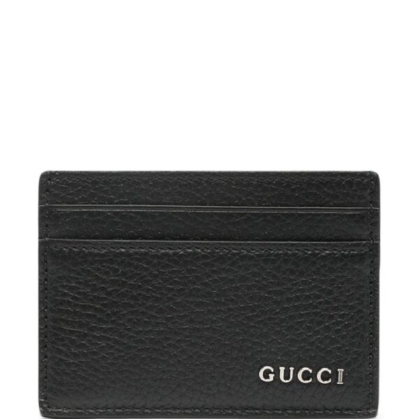 Gucci logo-lettering leather card holder