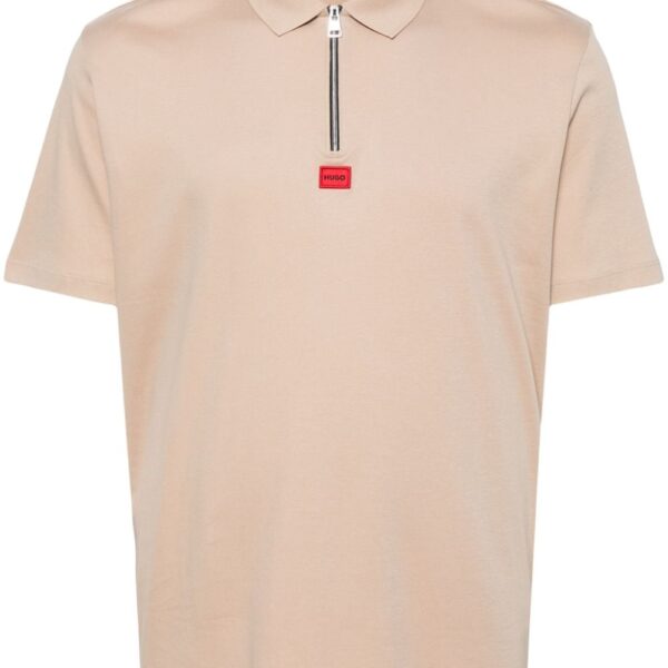 HUGO logo-patch zip-front polo shirt
