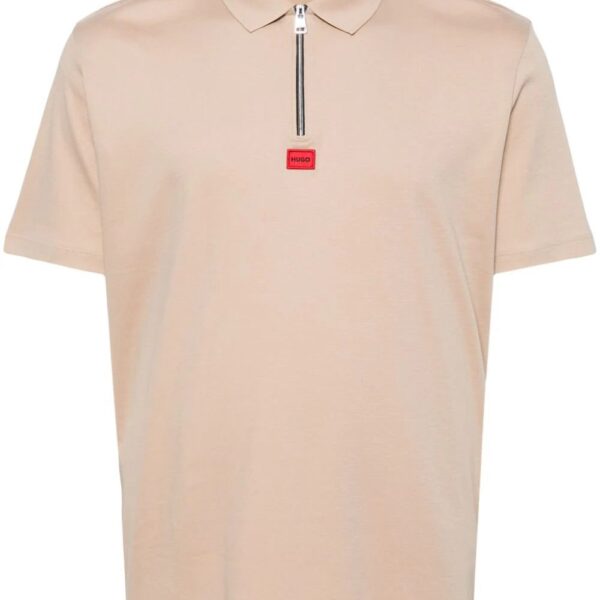 HUGO  logo-patch zip-front polo shirt