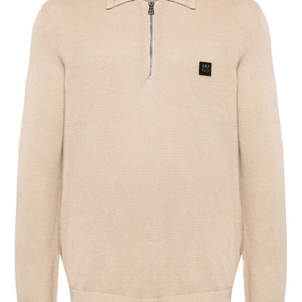 HUGO zip-front waffle-knit polo shirt