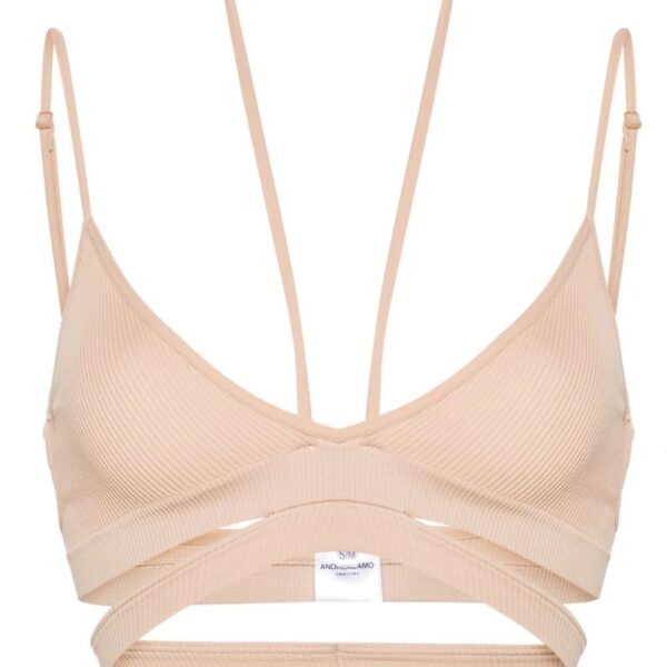 ANDREĀDAMO  ribbed strappy halterneck bra