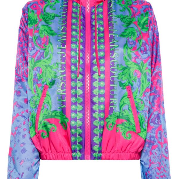 Versace Jeans Couture  Animalier-print hooded windbreaker jacket