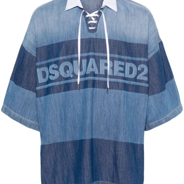 Dsquared2 logo-print denim polo shirt