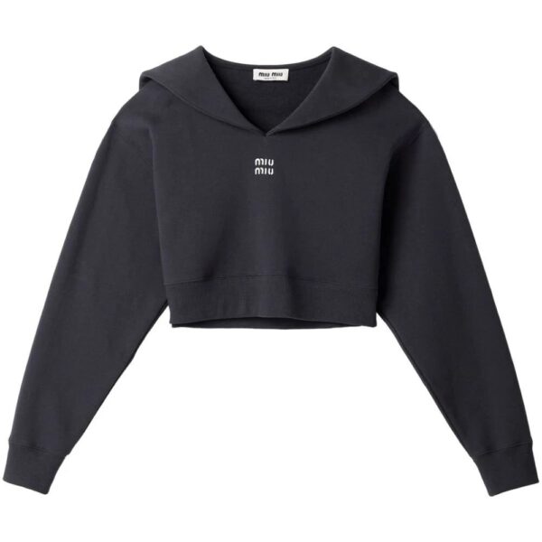 Miu Miu  Cotton fleece sweatshirt with embroidered logo