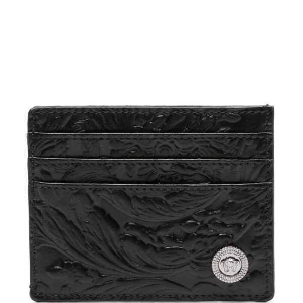 Versace Barocco-pattern leather card holder