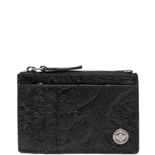 Versace Barocco-pattern leather card holder