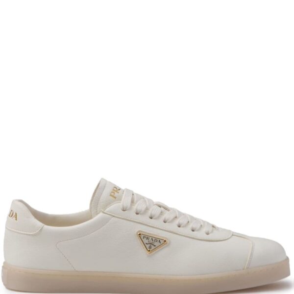 Prada triangle-logo leather sneakers