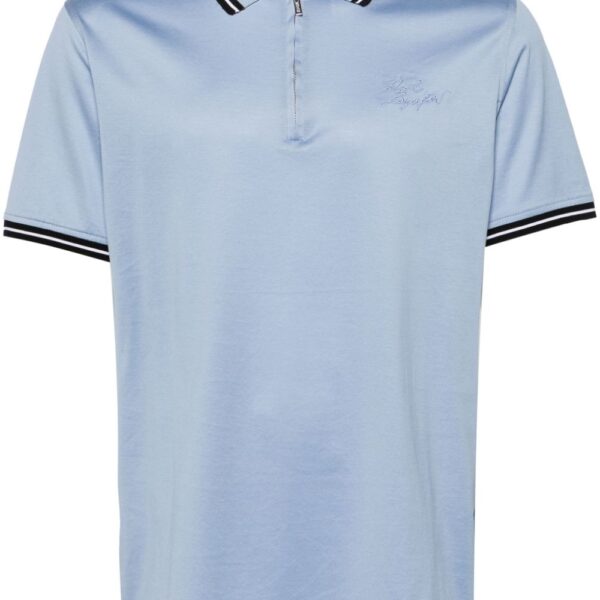 Karl Lagerfeld zip-up jersey polo shirt