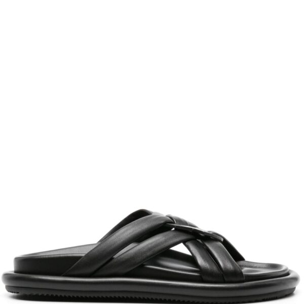 Moncler Bell crossover-strap leather slides