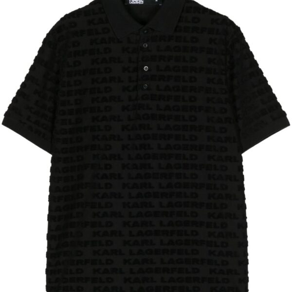 Karl Lagerfeld flocked-monogram polo shirt