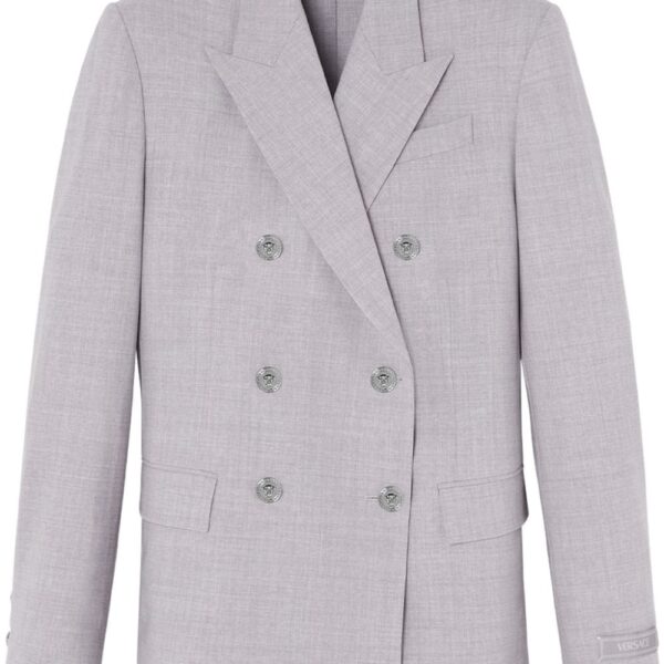 Versace  double-breasted chambray blazer