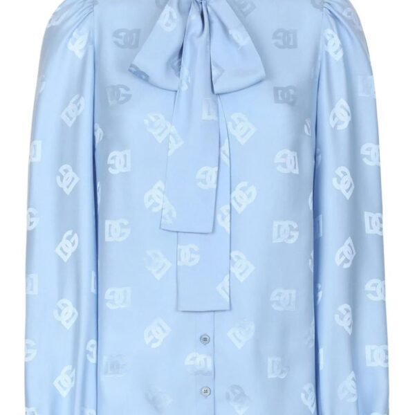 Dolce & Gabbana  monogram-jacquard pussy-bow shirt