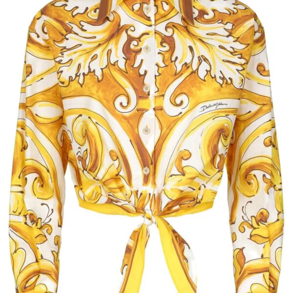 Dolce & Gabbana  Majolica-print knotted shirt