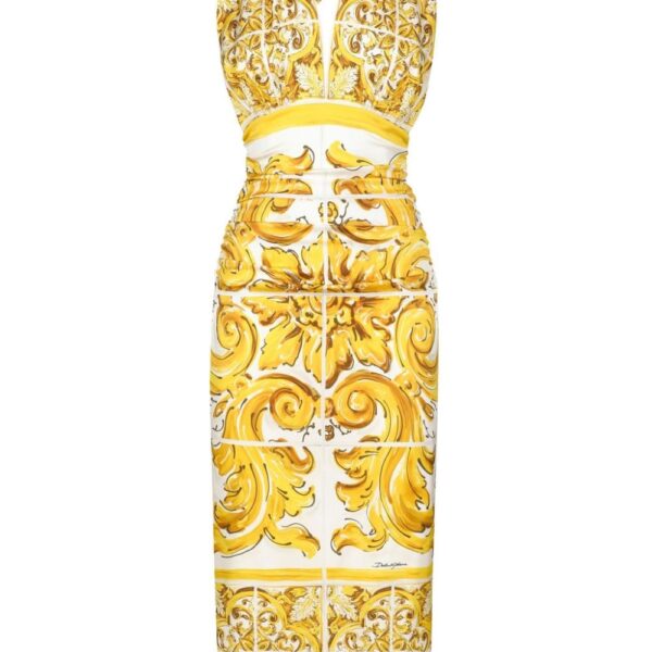 Dolce & Gabbana Majolica-print silk midi dress