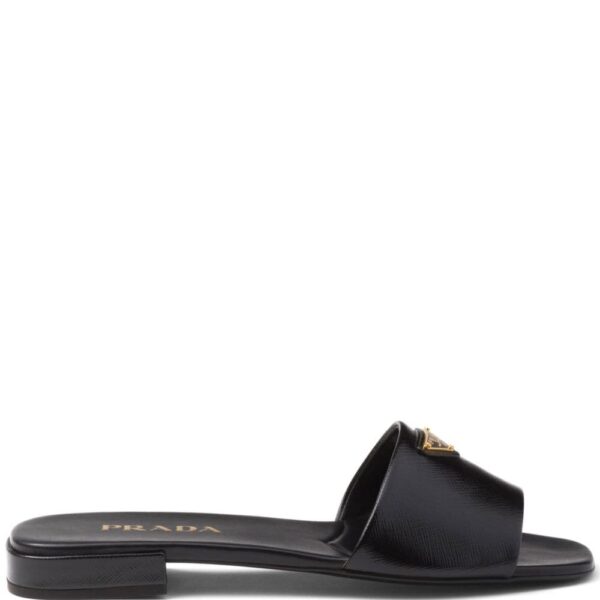 Prada triangle-logo leather slides