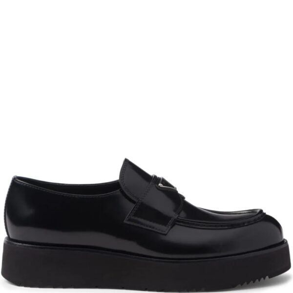 Prada  logo-plaque brushed leather loafers