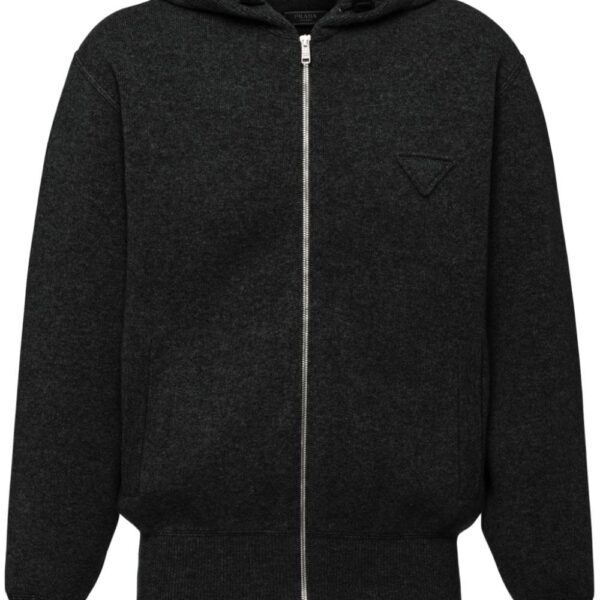 Prada cashmere knitted zip-up hoodie