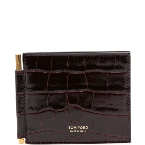 TOM FORD croc-effect money clip wallet