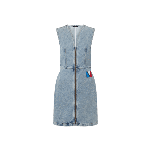 Louis Vuitton Bleached Denim Zip-Up Dress